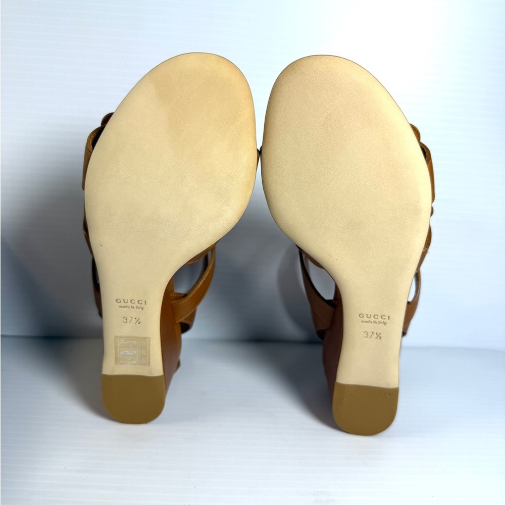 Gucci Gladiator Brown Leather Sandal Shows Size EU 37.5 or 7.5 NWT - Picture 11 of 16